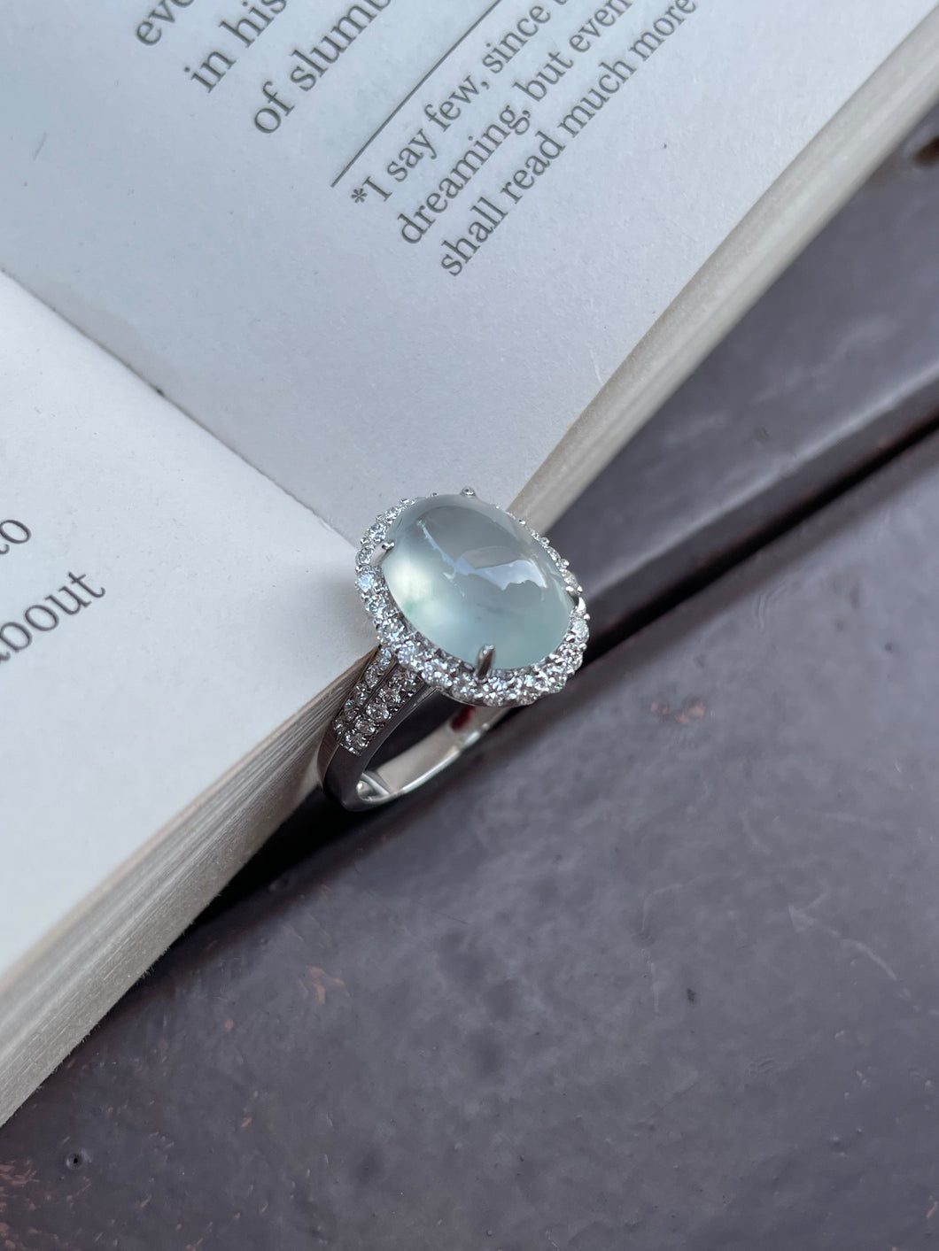 Glassy Jadeite Cabochon Ring (NJR015)