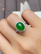 Load image into Gallery viewer, Green Jadeite Cabochon Ring (NJR016)
