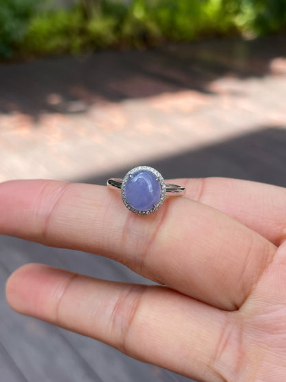 Lavender Jadeite Cabochon Ring (NJR018)