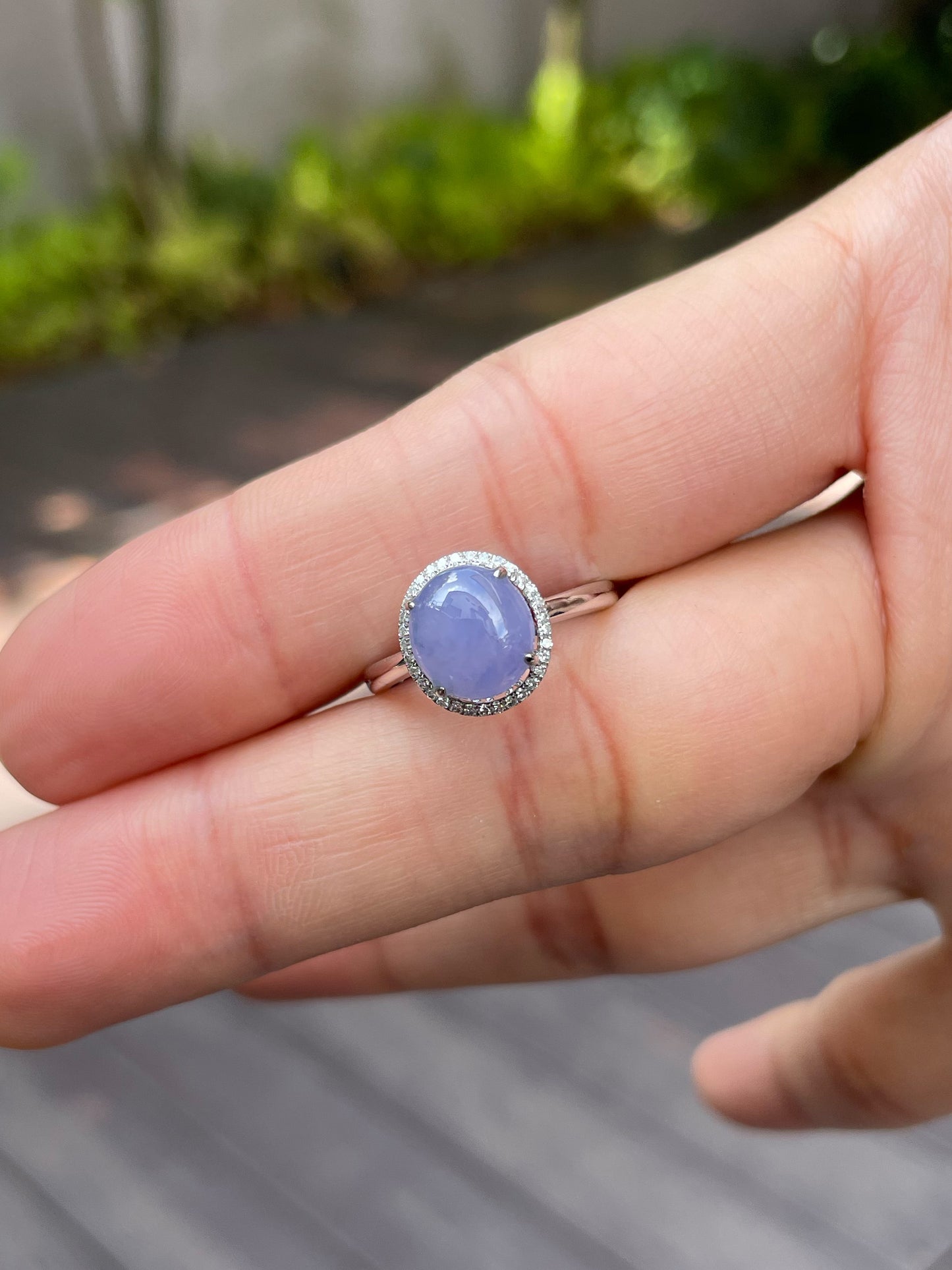 Lavender Jadeite Cabochon Ring (NJR018)