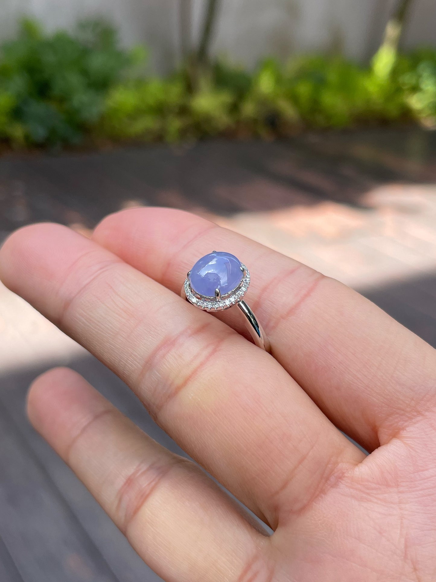 Lavender Jadeite Cabochon Ring (NJR018)