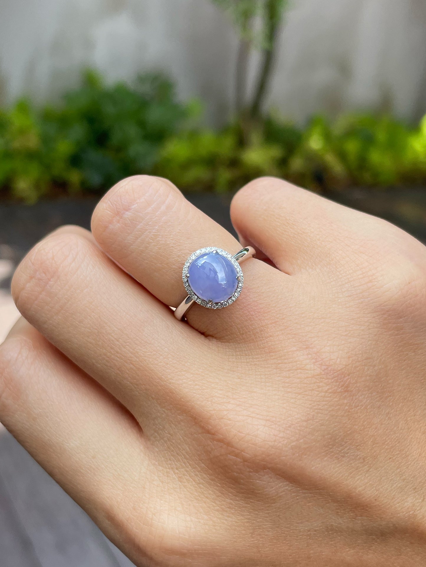 Lavender Jadeite Cabochon Ring (NJR018)