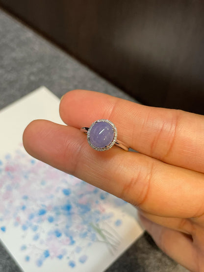 Lavender Jadeite Cabochon Ring (NJR018)