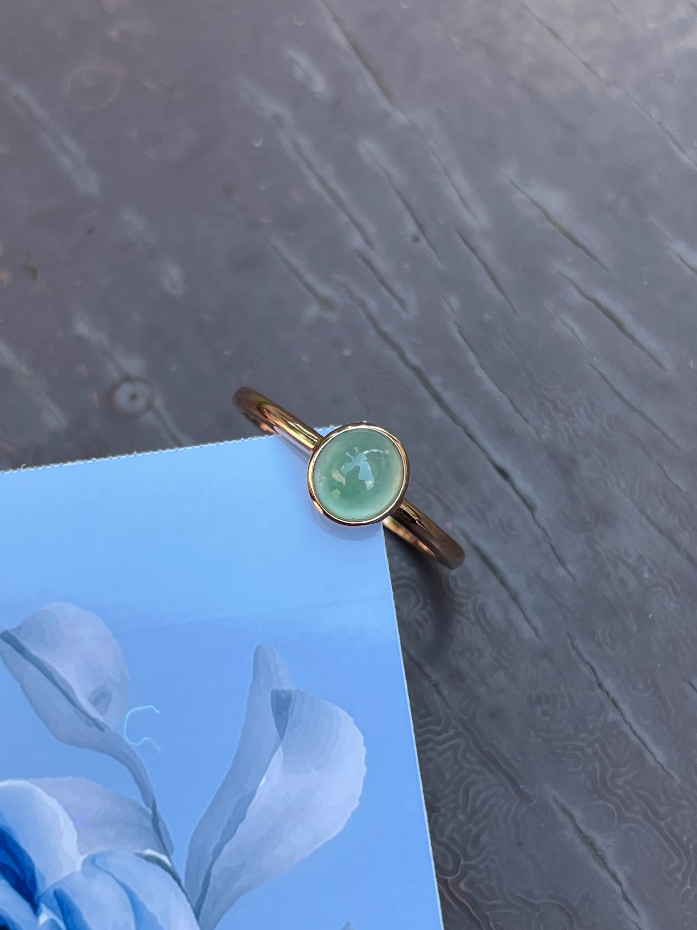 Light Green Jadeite Cabochon Ring (NJR019)