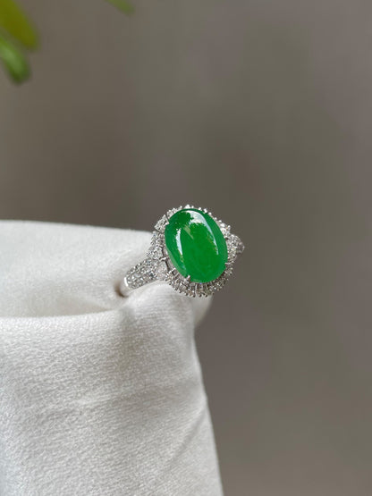 Green Jadeite Cabochon Ring (NJR020)