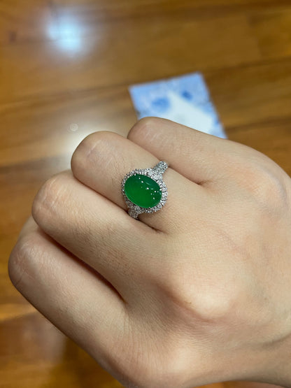 Green Jadeite Cabochon Ring (NJR020)