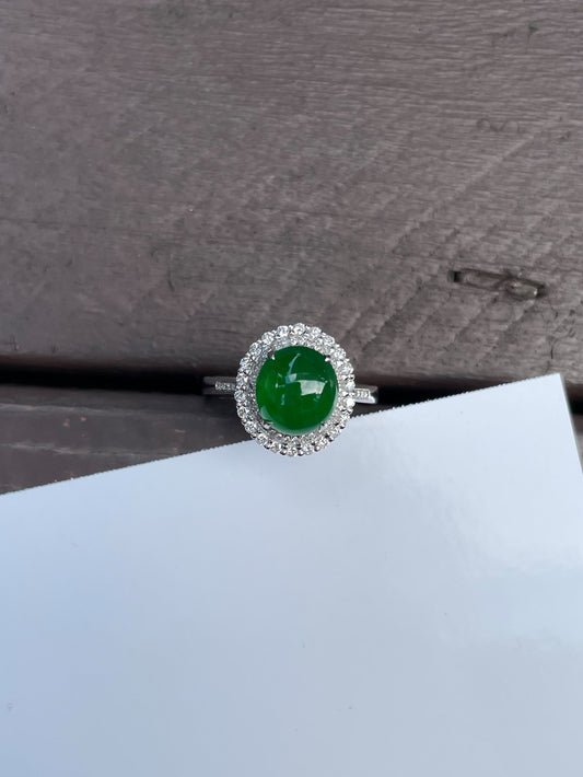 Green Jadeite Cabochon Ring (NJR024)