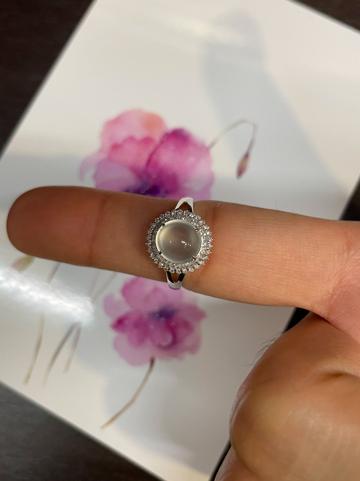 Glassy Jade Cabochon Ring (NJR030)