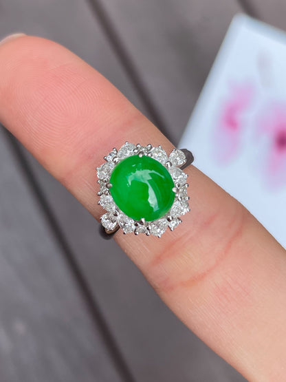 Green Jade Cabochon Ring (NJR037)