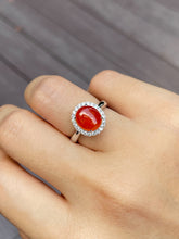 Load image into Gallery viewer, Orange Red Jade Cabochon Ring (NJR047)
