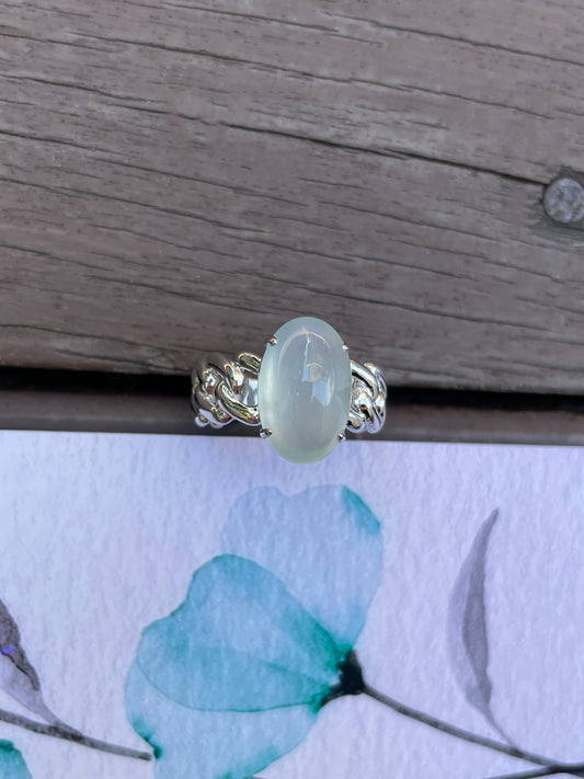 Icy Jade Cabochon Ring (NJR059)