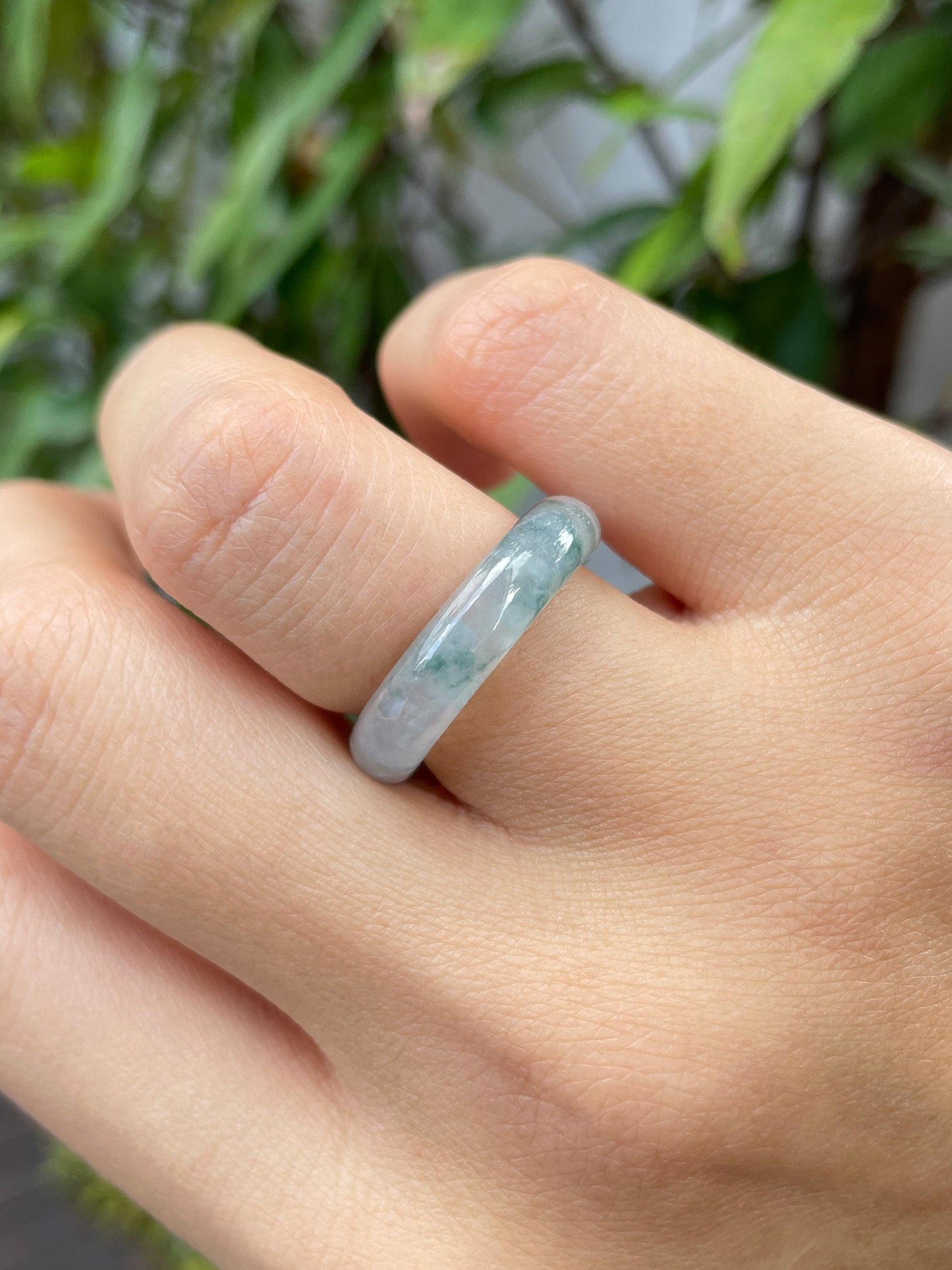 Icy Bluish Green Jade Abacus Ring | HK 14 (NJR062)