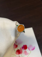 Load image into Gallery viewer, Icy Orange Jade Cabochon Ring (NJR063)
