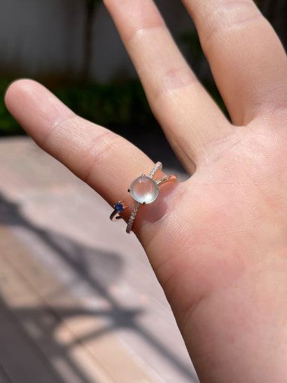 Glassy Jade Cabochon Ring (NJR069)