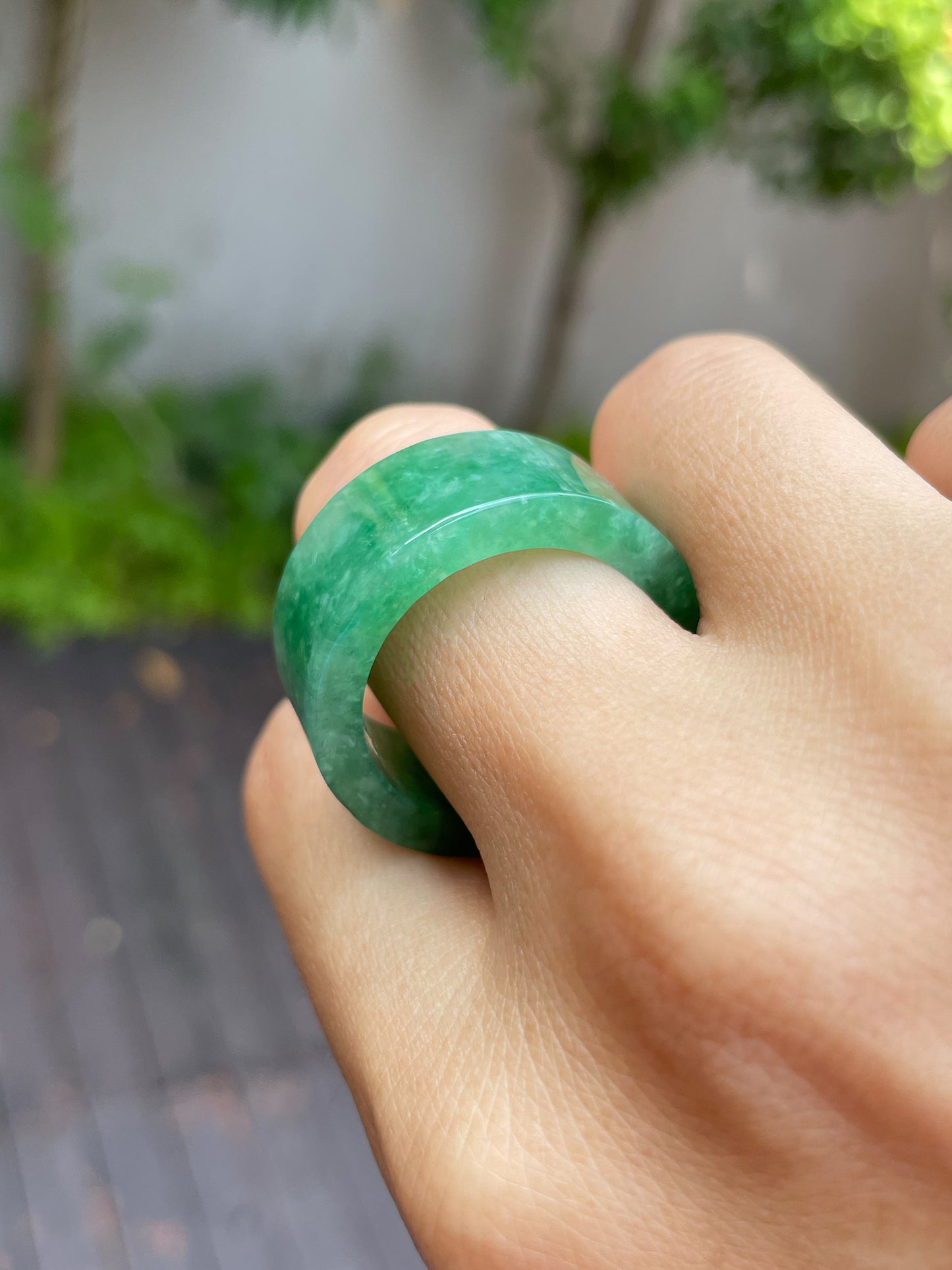 Green Jade Abacus Ring | HK 29 (NJR079)