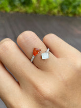 Load image into Gallery viewer, Orange Red with Icy White Jade Ring (NJR083)
