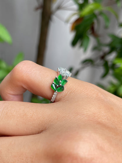 Icy and Green Jadeite Ring (NJR087)