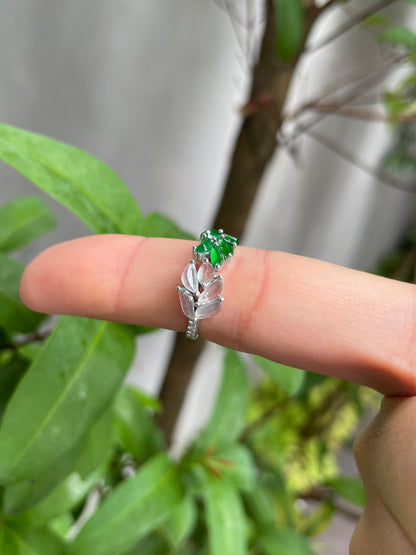 Icy and Green Jadeite Ring (NJR087)