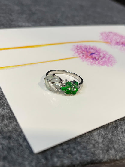 Icy and Green Jadeite Ring (NJR087)