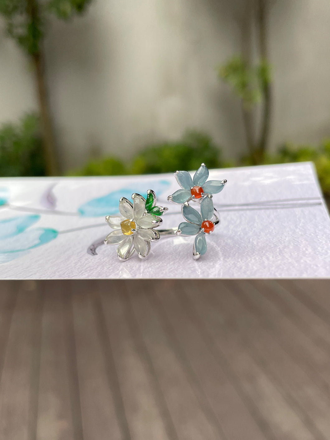Multicoloured Jade Ring  - Flowers (NJR092)