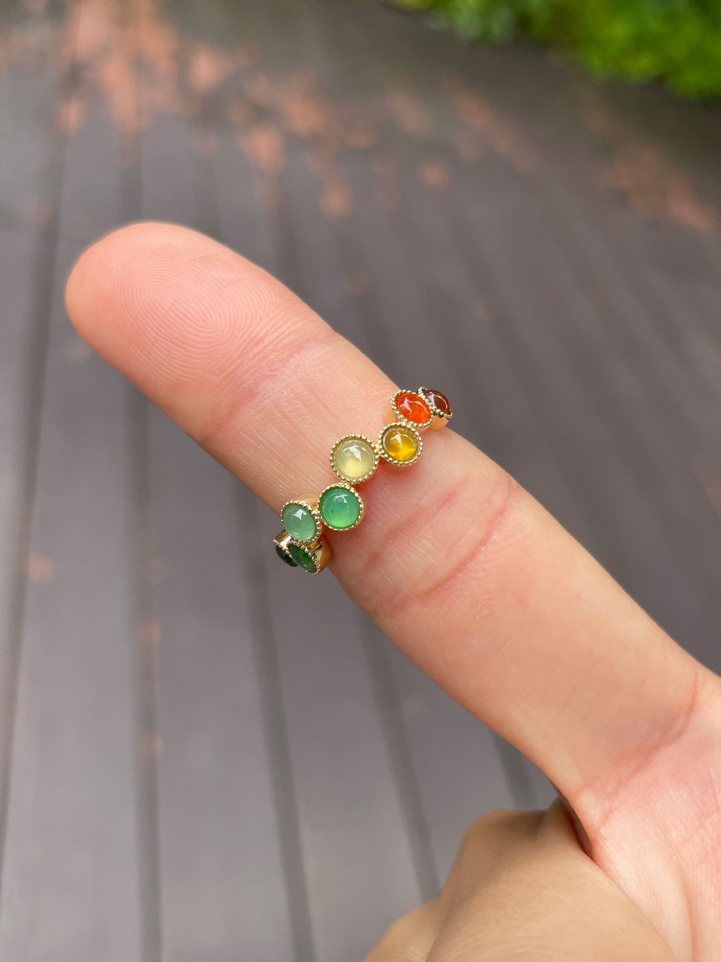 Multicoloured Jade Ring  - Cabochons (NJR094)