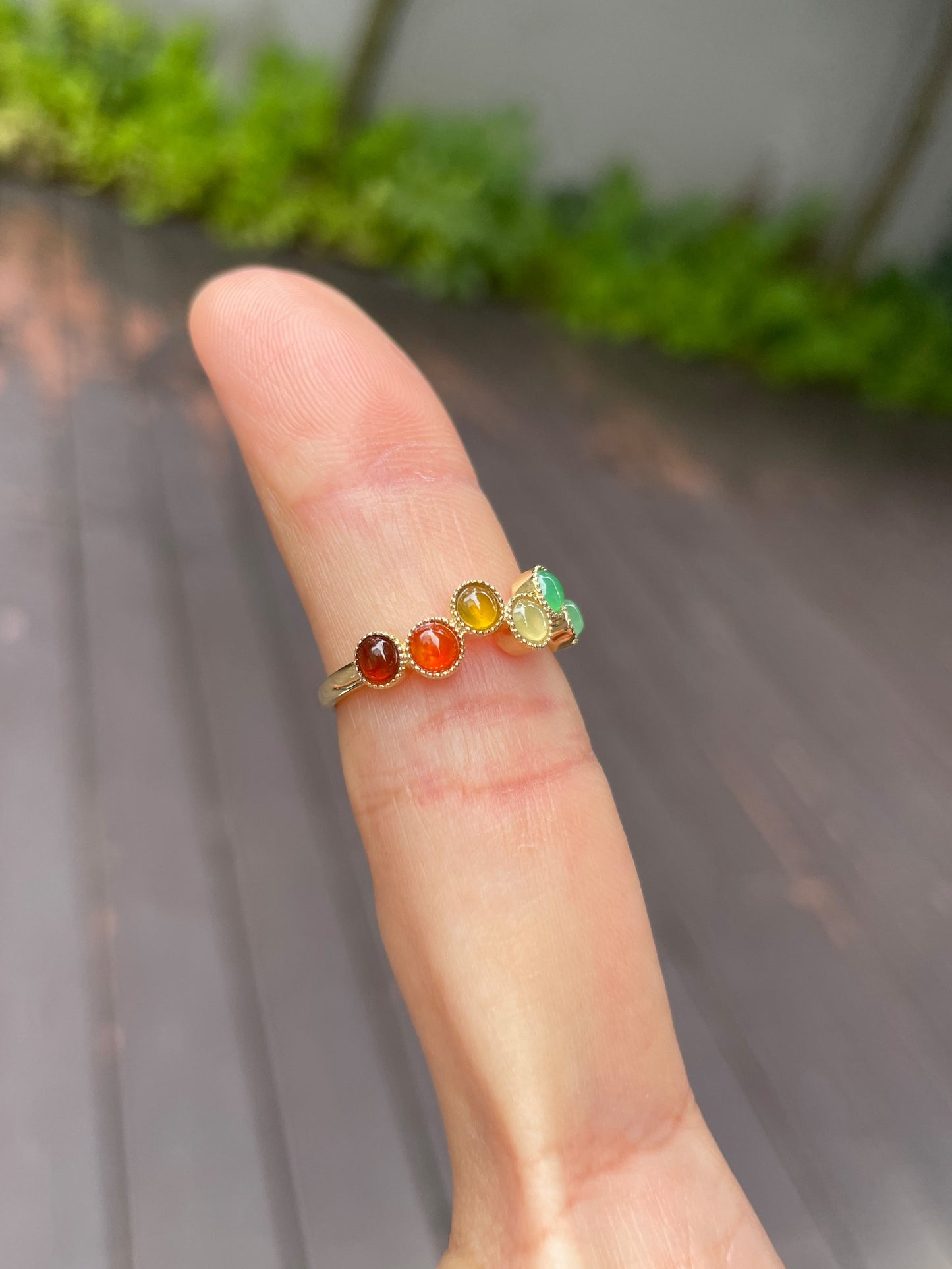 Multicoloured Jade Ring  - Cabochons (NJR094)