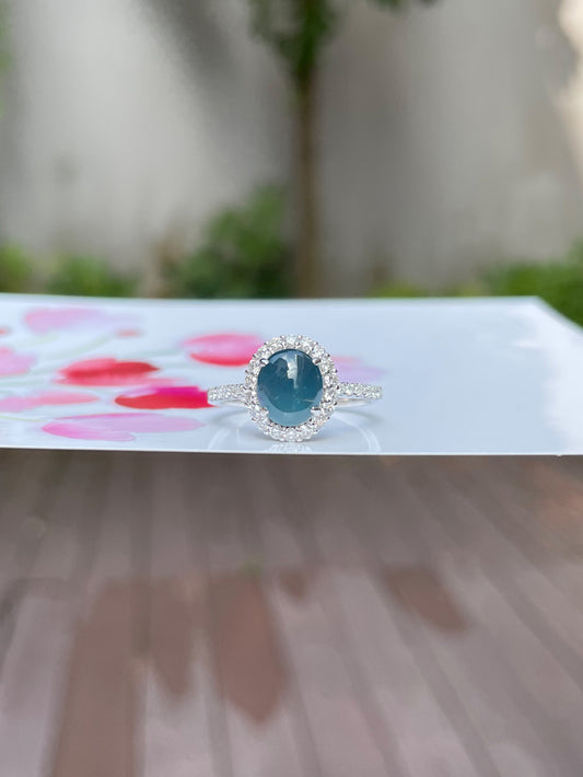 Blue Jade Cabochon Ring (NJR095)