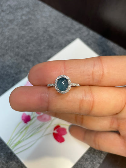 Blue Jade Cabochon Ring (NJR095)