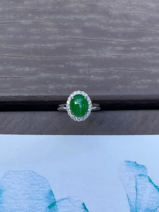 Green Jadeite Cabochon Ring (NJR098)