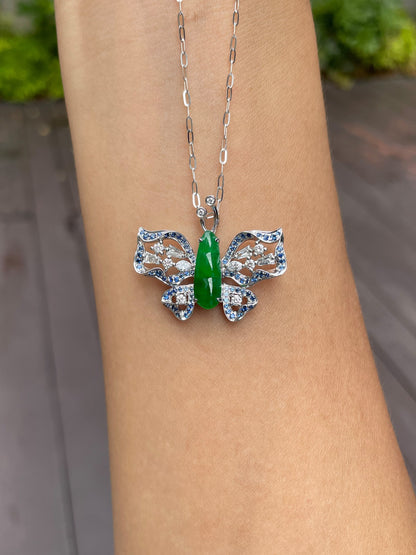 Green Jade Ring / Pendant - Butterfly Design (NJR100)