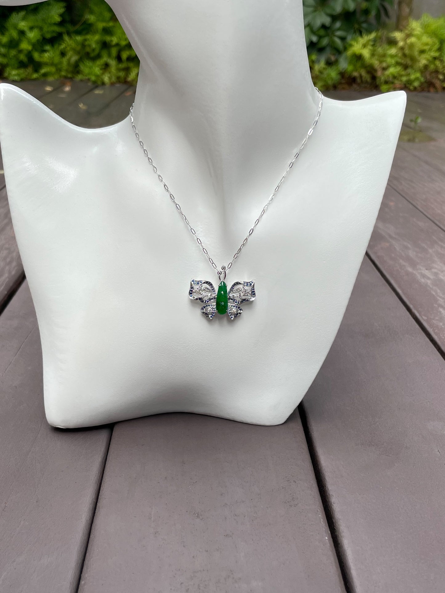 Green Jade Ring / Pendant - Butterfly Design (NJR100)