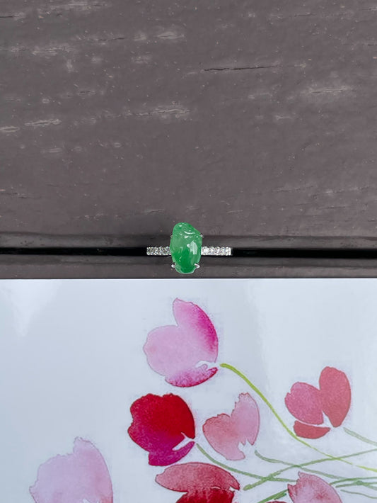 Green Jade Ring - Three Legged Toad (NJR104)