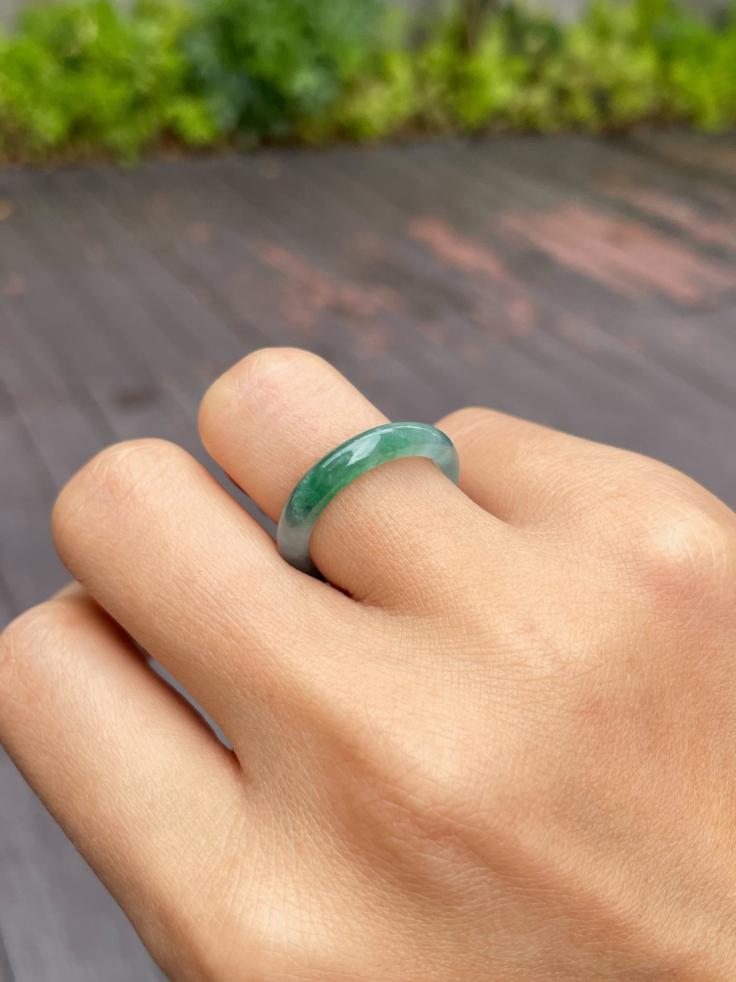 Icy Blue With Green Jadeite Abacus Ring | HK 16.5 (NJR106)