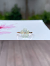 Load image into Gallery viewer, Icy Light Green Jade Ring - Plum Blossom (NJR114)
