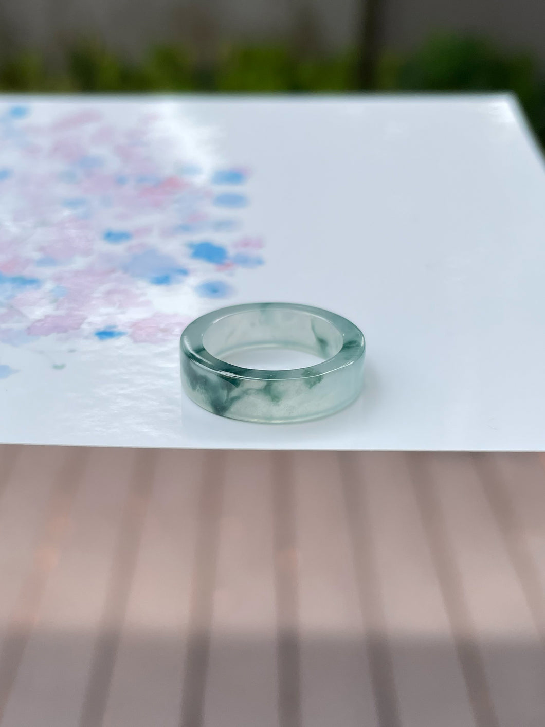 Bluish Green Jade Abacus Ring | HK 5 (NJR120)