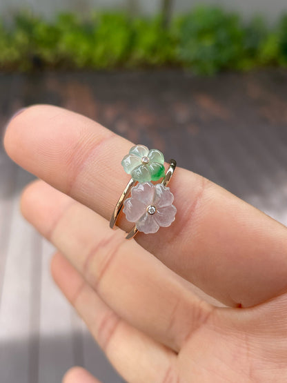 Icy Carved Jade Rings - Plum Blossom (NJR121)