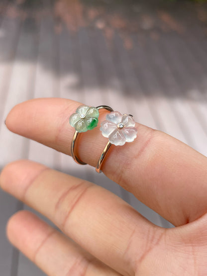 Icy Carved Jade Rings - Plum Blossom (NJR121)