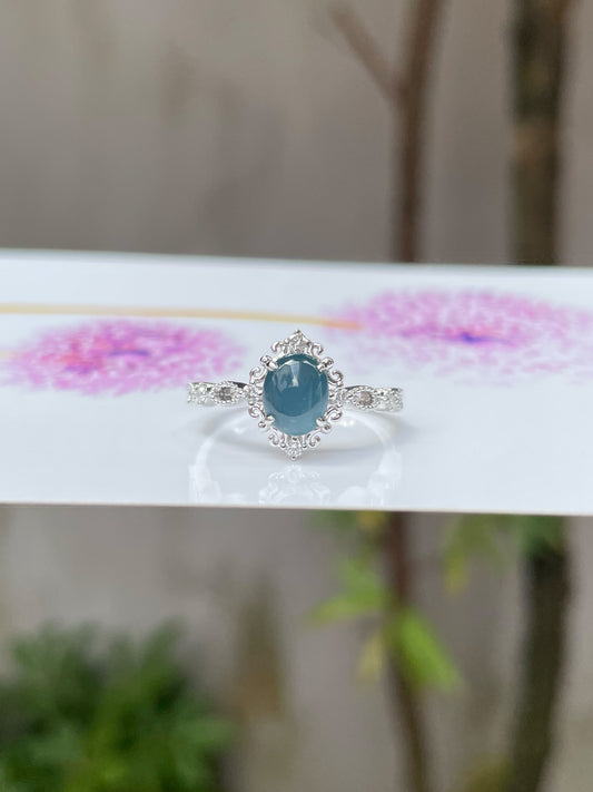 Blue Jade Cabochon Ring (NJR127)