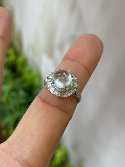 Glassy Jade Cabochon Ring (NJR128)