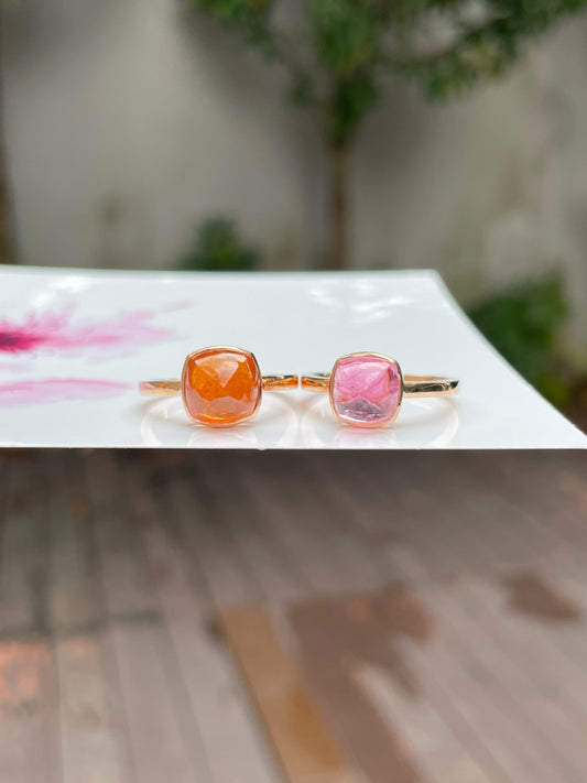 Sugarloaf Rings - Orange Spessartite & Pink Tourmaline (NJR131)