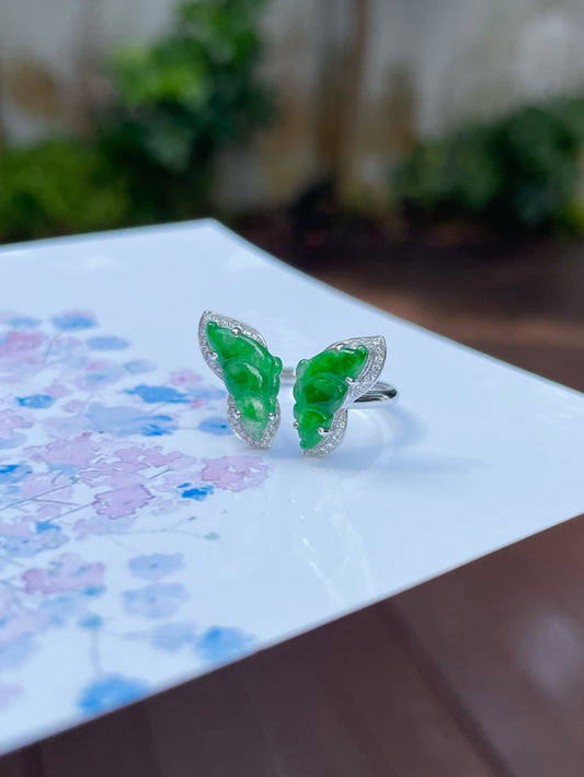 Green Jade Ring - Butterfly (NJR136)