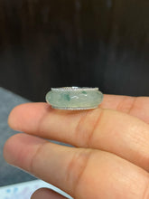 Load image into Gallery viewer, Icy Bluish Green Jade Abacus Ring | HK 12.5 (NJR137)
