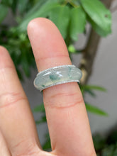 Load image into Gallery viewer, Icy Bluish Green Jade Abacus Ring | HK 12.5 (NJR137)
