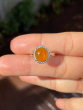 Load image into Gallery viewer, Icy Orange Jade Cabochon Ring (NJR138)
