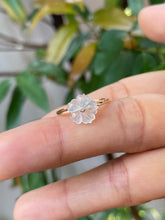 Load image into Gallery viewer, Icy Carved Jade Ring - Plum Blossom (NJR139)
